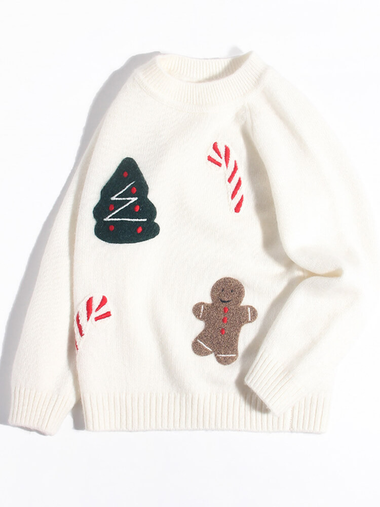 Kids White Cashmere Christmas Holiday Pullover Sweater